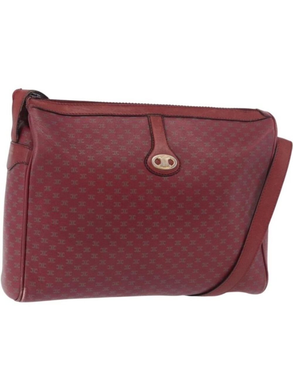 CELINE Macadam Shoulder Bag Leather Bordeaux Gold